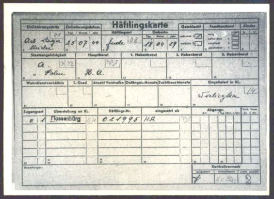 Natan Giwerc - Häftlingskarte Flossenbürg?