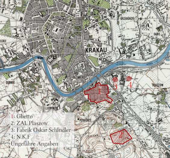 Karte Krakau/Ghetto Krakau/Plaszow