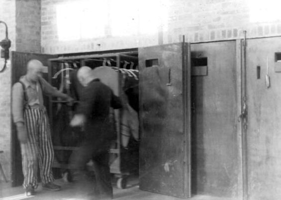 Auschwitz: Desinfektion von Kleidung; Quelle: YV FA157/374