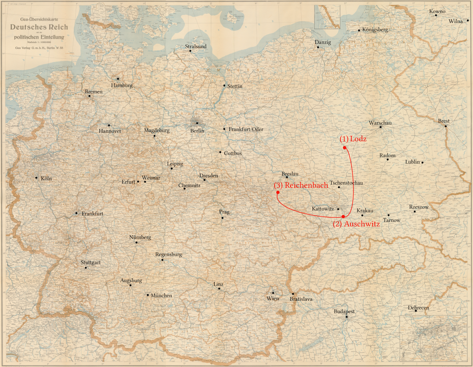Henia Weissblum - stations of her persecution - Lodz ghetto, Auschwitz, Reichenbach