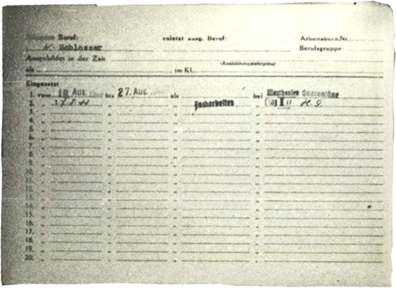 Häftlingspersonalkarte Tennenbaum- 1