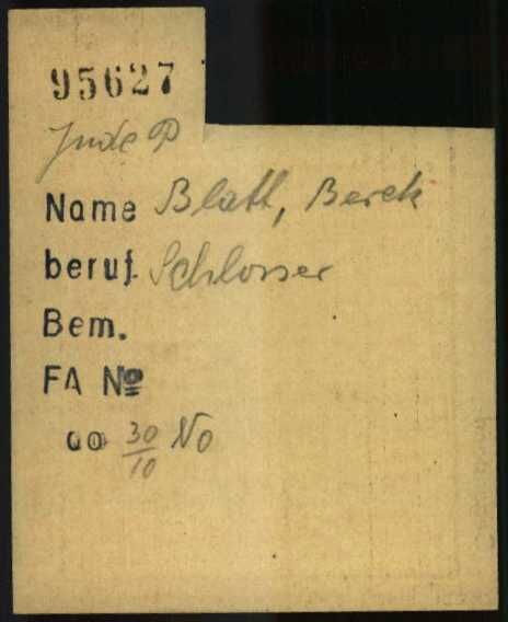 Arbeitseinsatzkarte Buchenwald; Quelle: 1.1.5.3/5552894/ITS Digital Archive, Arolsen Archives