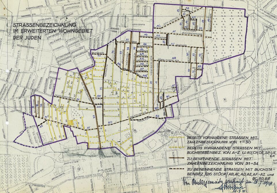 Plan des Ghettos mit umbenannten Strassennamen,  credit: 'Kestenbaum & Company Auctionhouse, New York