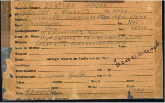 Individuelle Unterlagen KZ Buchenwald; Quelle: 1.1.5.3/7485429/ITS Digital Archive, Arolsen Archives