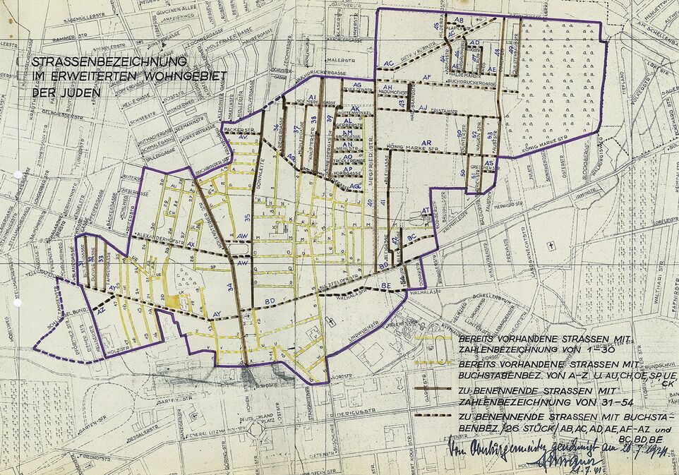 Plan des Ghettos mit umbenannten Strassennamen,  credit: 'Kestenbaum & Company Auctionhouse, New York