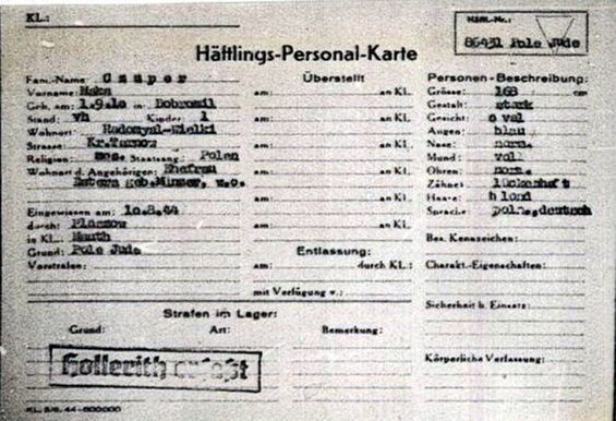 Unterlagen des Arolsen Archives; Quelle: 1.1.26/1404972/ITS Digital Archive, Arolsen Archives