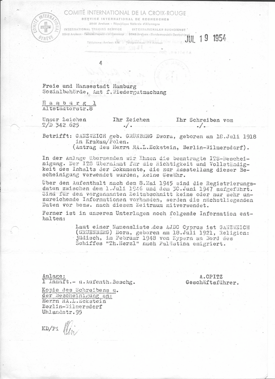 ITS-Auskunft zur Emigration